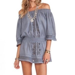 Tularosa Revolve Gray Embroidered Dress 100% cotton Size Medium